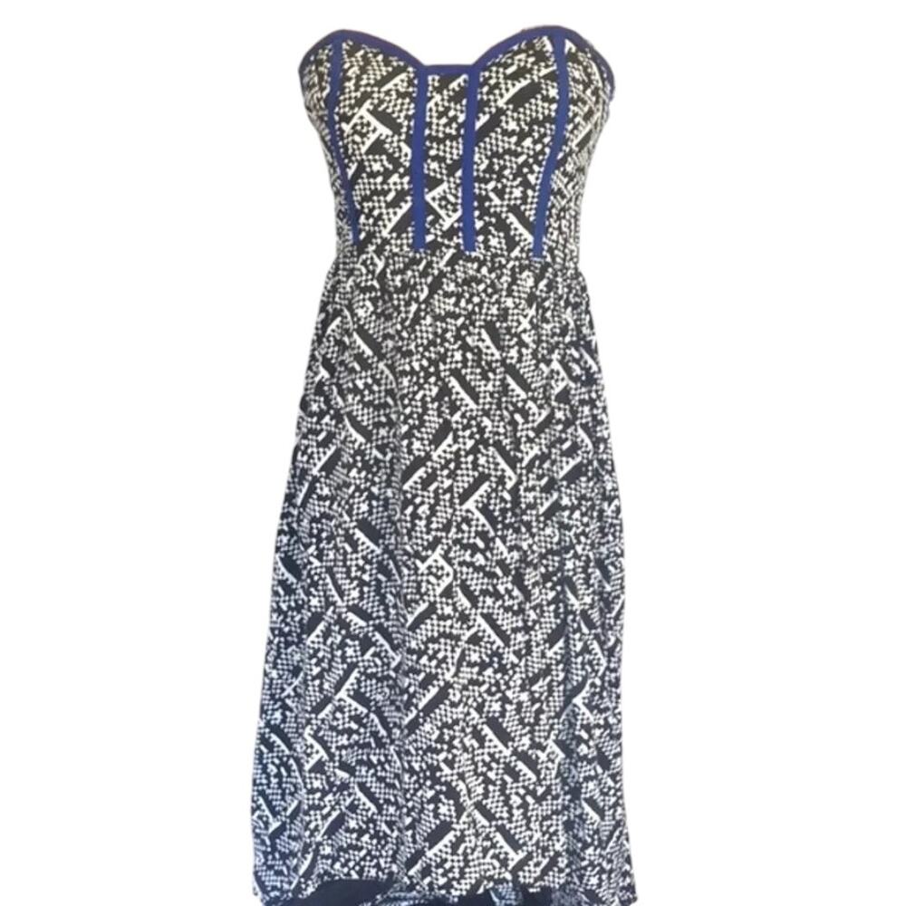Xhilaration Strapless Black And White High Low Dress Blue Accents Size XS - Picture 4 of 9